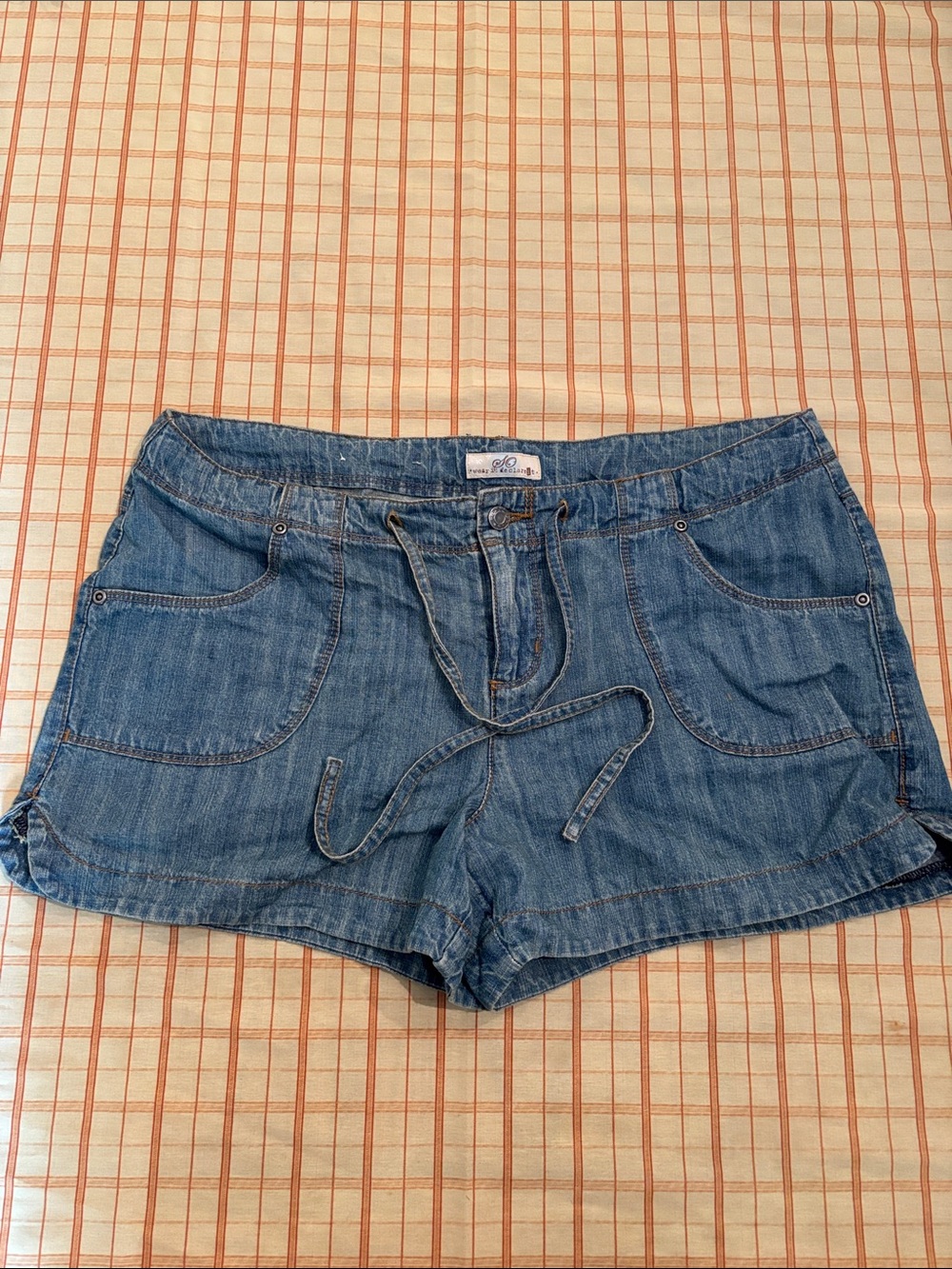 SO Women's Denim Drawstring Shorts - Blue 100% Cotton